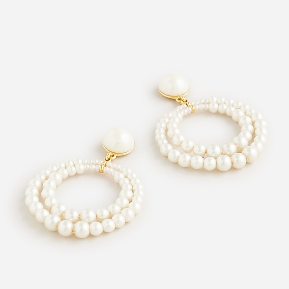 J.CREW•double hoop pearl earrings NWT